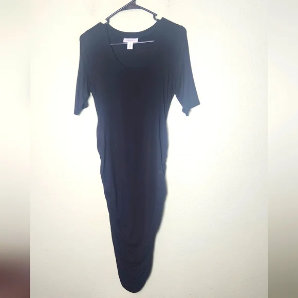 Motherhood Maternity Rouched Black Bodycon Dress Size XS - Picture 1 of 6